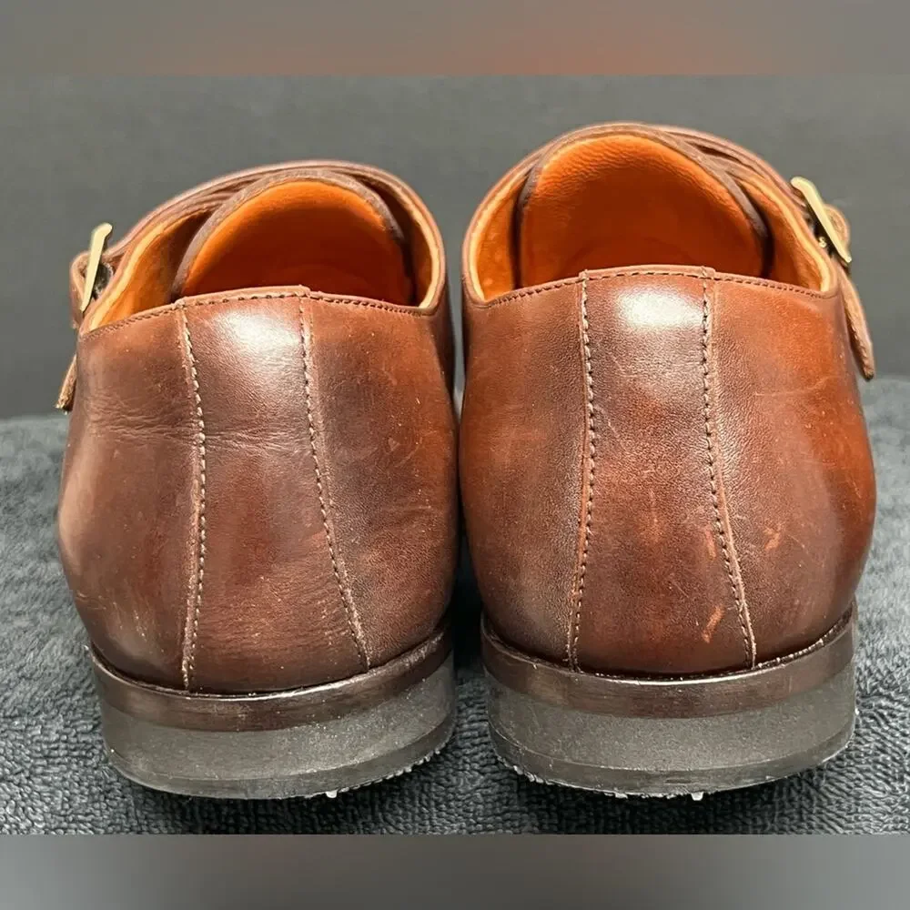 Wolf & Shepherd Mens Gambit Shoes Brown Monk Strap Buckle Leather Size 11 NICE